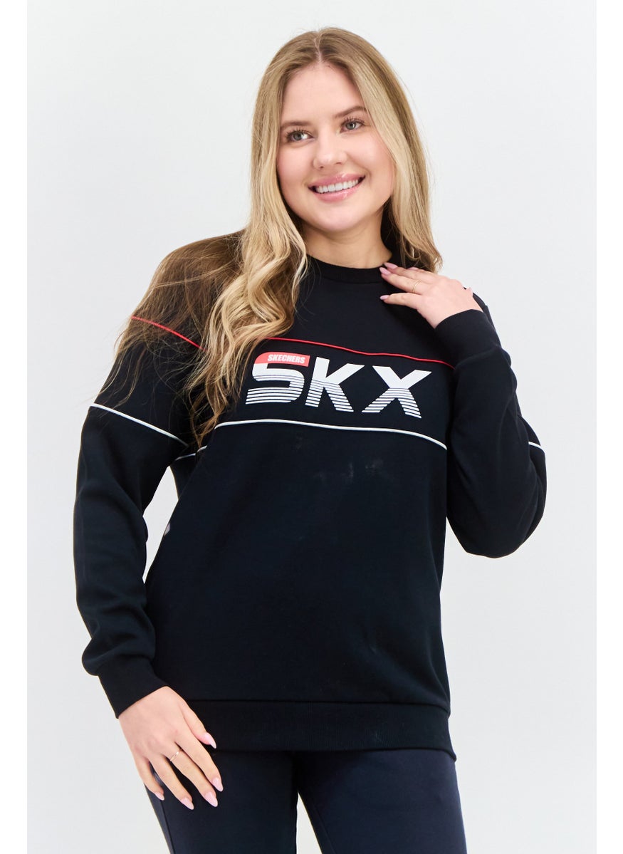 SKECHERS - Women Sportswear Fit Long Sleeve Outdoor Sweatshirt, Black - Image 1