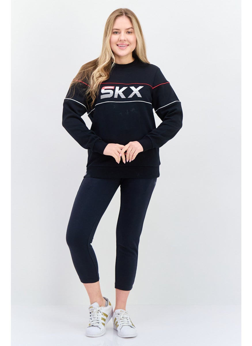 SKECHERS - Women Sportswear Fit Long Sleeve Outdoor Sweatshirt, Black - Image 1