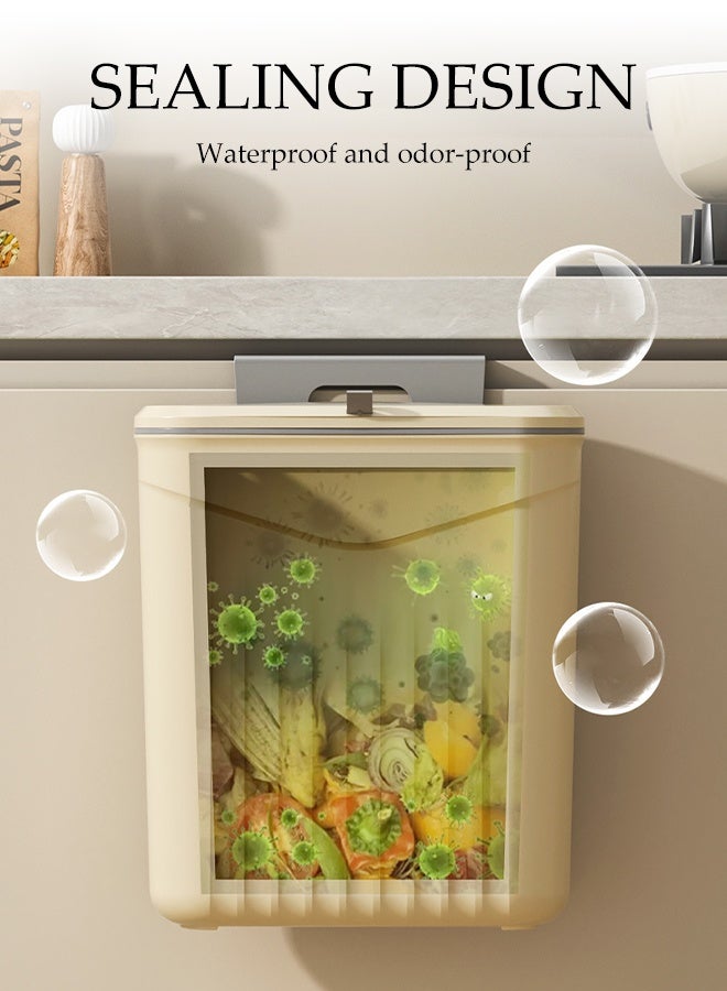 DUNISO Hanging Kitchen Compost Bin with Lid Kitchen Cabinet Door Under Sink Plastic Garbage Can Slide Open Space Saving Slim Wastebasket for Bedroom,Rv,Office,Kitchen,Craft Room - Image 3