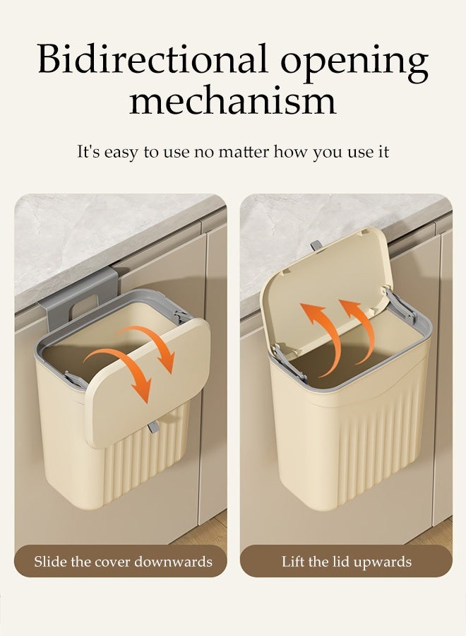 DUNISO Hanging Kitchen Compost Bin with Lid Kitchen Cabinet Door Under Sink Plastic Garbage Can Slide Open Space Saving Slim Wastebasket for Bedroom,Rv,Office,Kitchen,Craft Room - Image 2