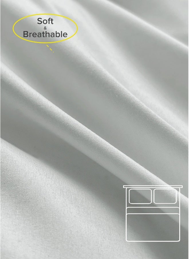 Noon East Queen Size 4Pc Fitted Sheet Set | Soft Microfiber Material | Light Grey Color | 1 Fitted Sheet 150 X 200 Cm With 40 Cm Deep Pocket, 1 Flat Sheet 220 X 280 Cm, 2 Pillow Cases 50 X 75 Cm | Suitable For Queen Size Mattress - Image 2