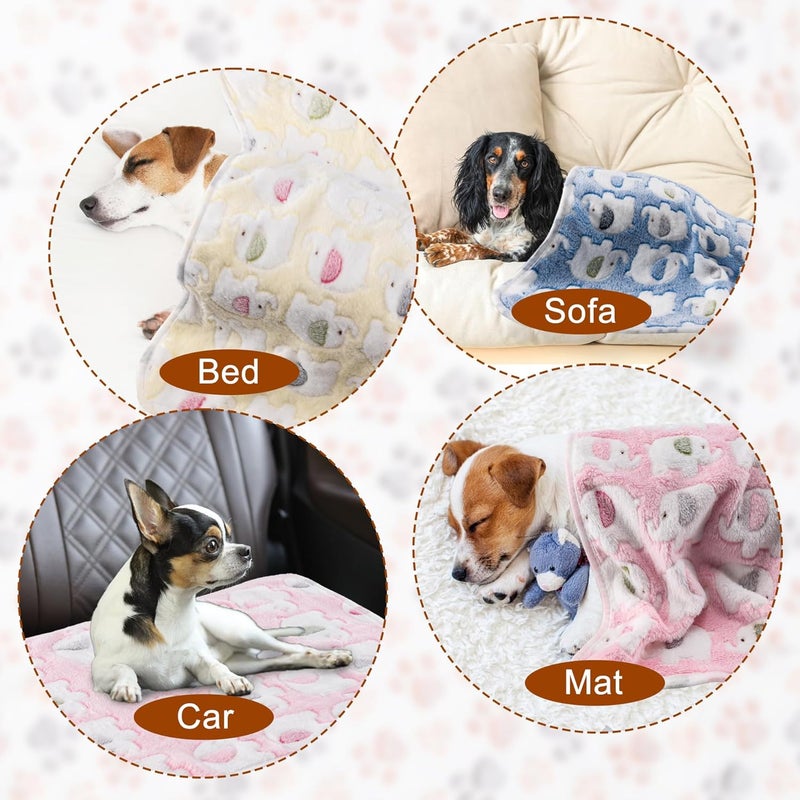 CADONO 1 Pack 3 Blankets Super Soft Fluffy Premium Fleece Pet Blanket Flannel Paw Printed Throw for Dog Puppy Cat (Large 41x31'', Pink, Yellow, Blue) - Image 4