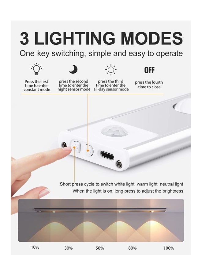 إضاءة تحت الخزائن LED لاسلكية مع مستشعر حركة، قابلة للشحن عبر USB، ضوء ليلي للمطبخ والخزانة والسلم، بطول 15.75 إنش، أسود - Image 1