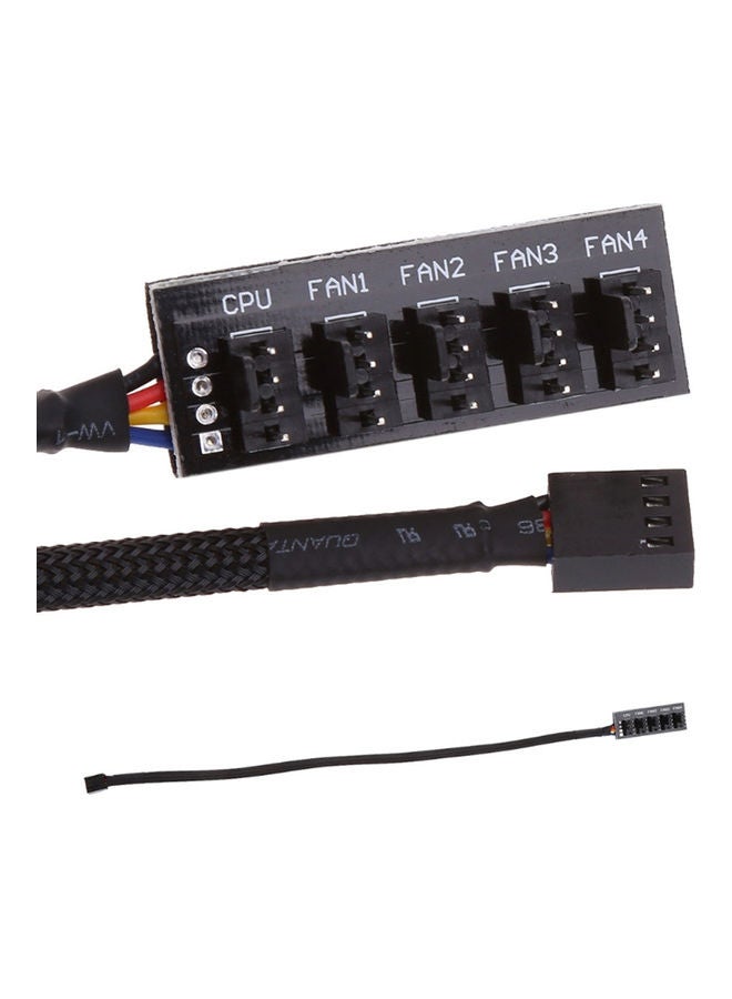 4-Pin TX4 CPU Cooling Fan Braided Power Cable Hub Splitter Adapter Black - Image 1