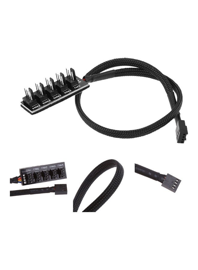 4-Pin TX4 CPU Cooling Fan Braided Power Cable Hub Splitter Adapter Black - Image 2