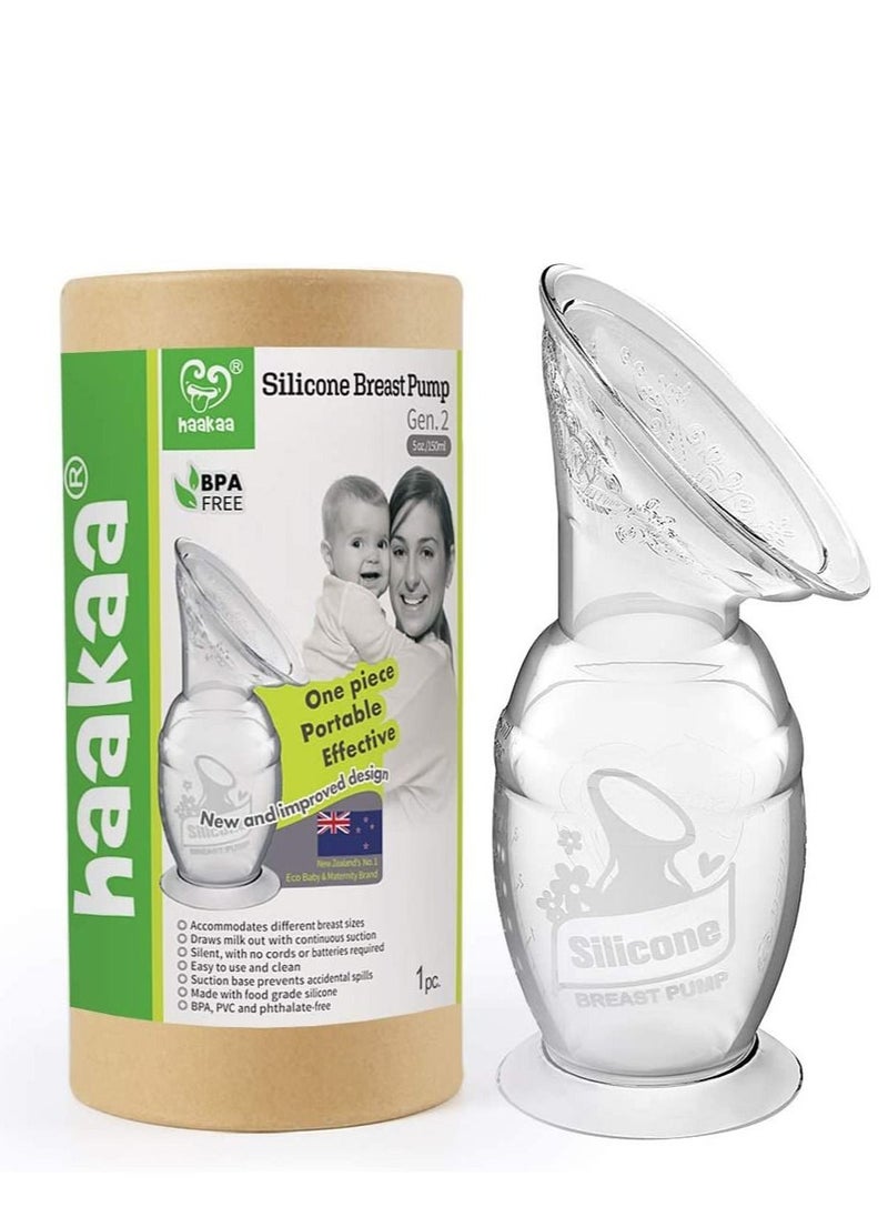 haakaa Manual Breast Pump With Suction Base 100% Food Grade Silicone Bpa Pvc And Phthalate Free 5oz/150ml  - Image 1
