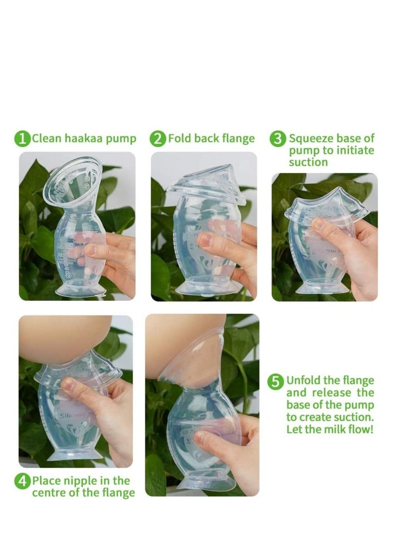 haakaa Manual Breast Pump With Suction Base 100% Food Grade Silicone Bpa Pvc And Phthalate Free 5oz/150ml  - Image 5