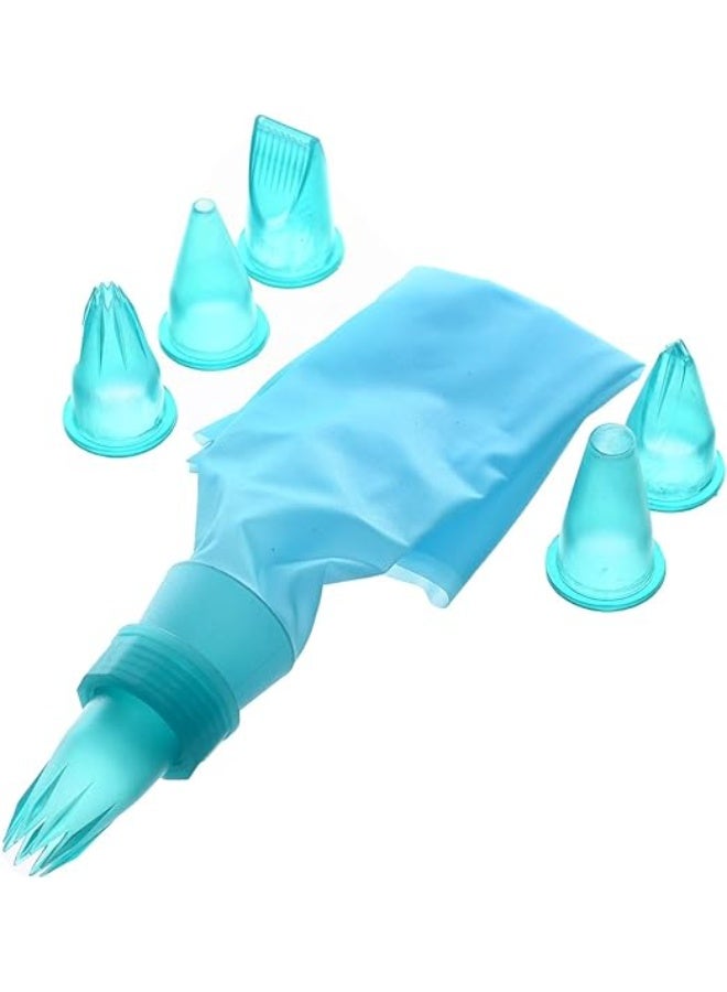 Silicone piping bag with 6 shaping tips – a pastry bag for decorating desserts and creating professional cream shapes. - Image 2