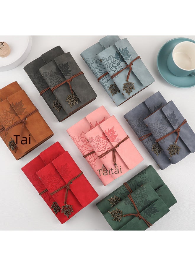 Boyi Retro Travel Pu Hand Ledger Soft Leather Loose-leaf Notebook A6a7 Portable Notebook Maple Leaf Diary - Image 4