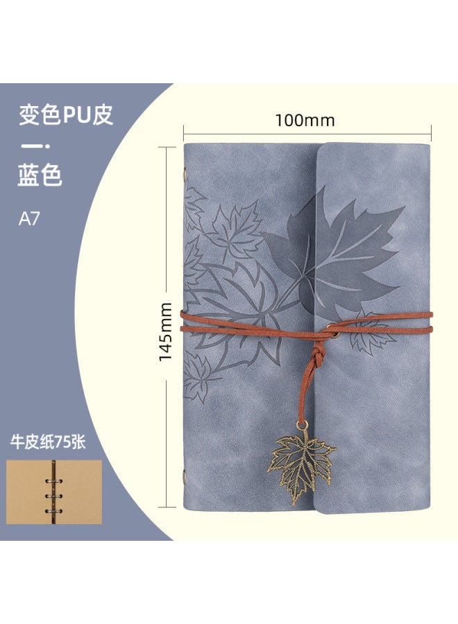 Boyi Retro Travel Pu Hand Ledger Soft Leather Loose-leaf Notebook A6a7 Portable Notebook Maple Leaf Diary - Image 1