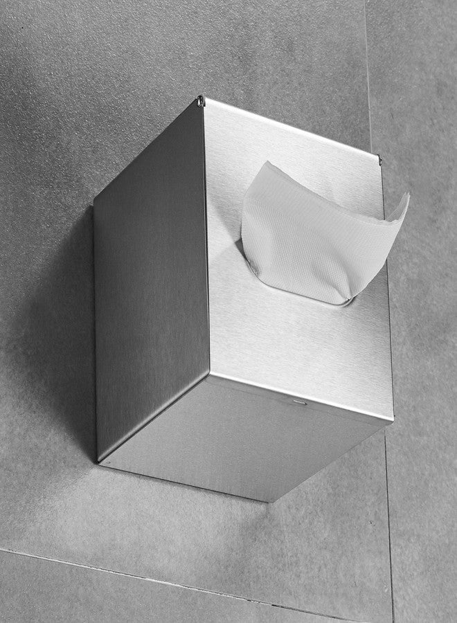 JunSun Square Tissue Box Cover Tissue Box Holder Napkin Holder Tissue Cube Box Decorative Holder For Bathroom Bedroom Office Dresser Nightstand Desk Tabletop 5"X 5" X 5"-Stainless Steel Brushed Nickel - Image 5