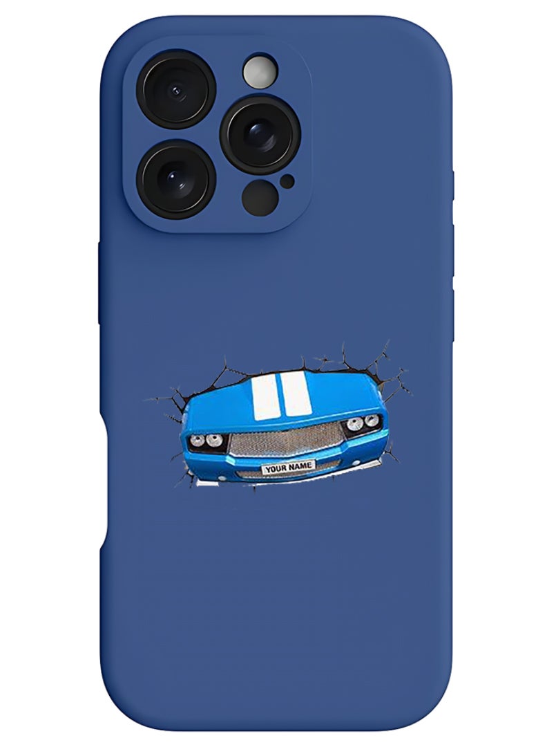 Theodor iPhone 16 Pro Max Blue Protective Slim Fit Case Liquid Silicone Cover with Full Body Protection Anti-Scratch Shockproof Case For iPhone - Car-01 - Image 1