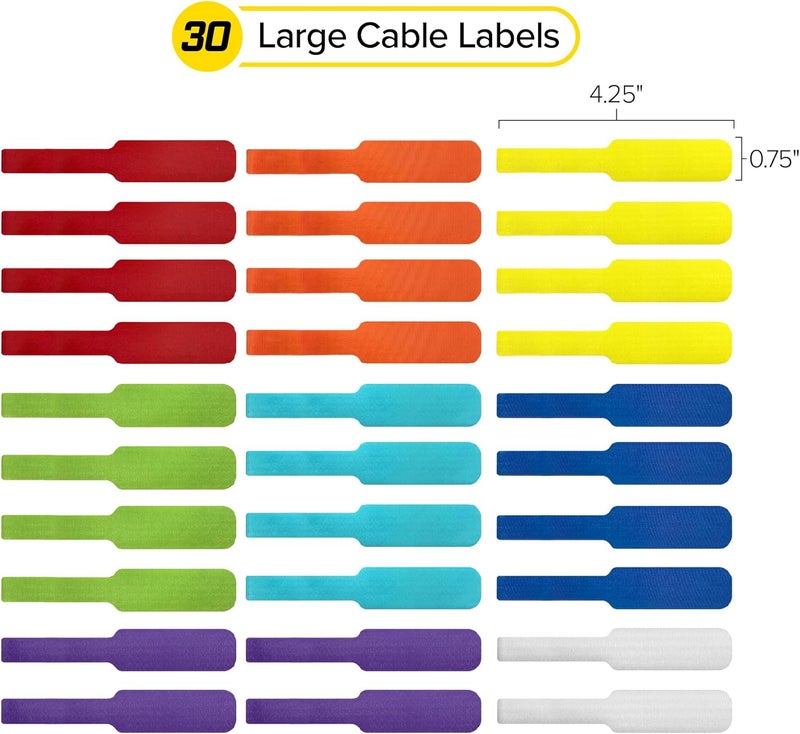 Wrap-It Storage Cable Labels - - Large, Multi-Color (30-Pack) - Colorful Labels for Basement and Office Organizing - Image 4