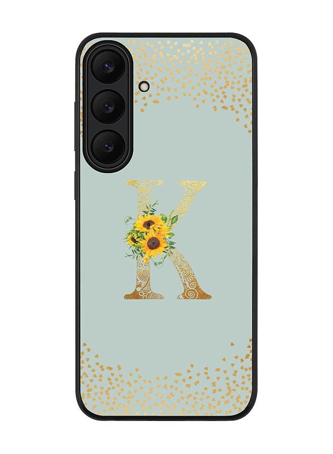 For Samsung Galaxy S25 FE Case,Slim fit Camera Protection, Shockproof Thin Phone cover  - Custom Floral Monogram - K  (Light Grey )