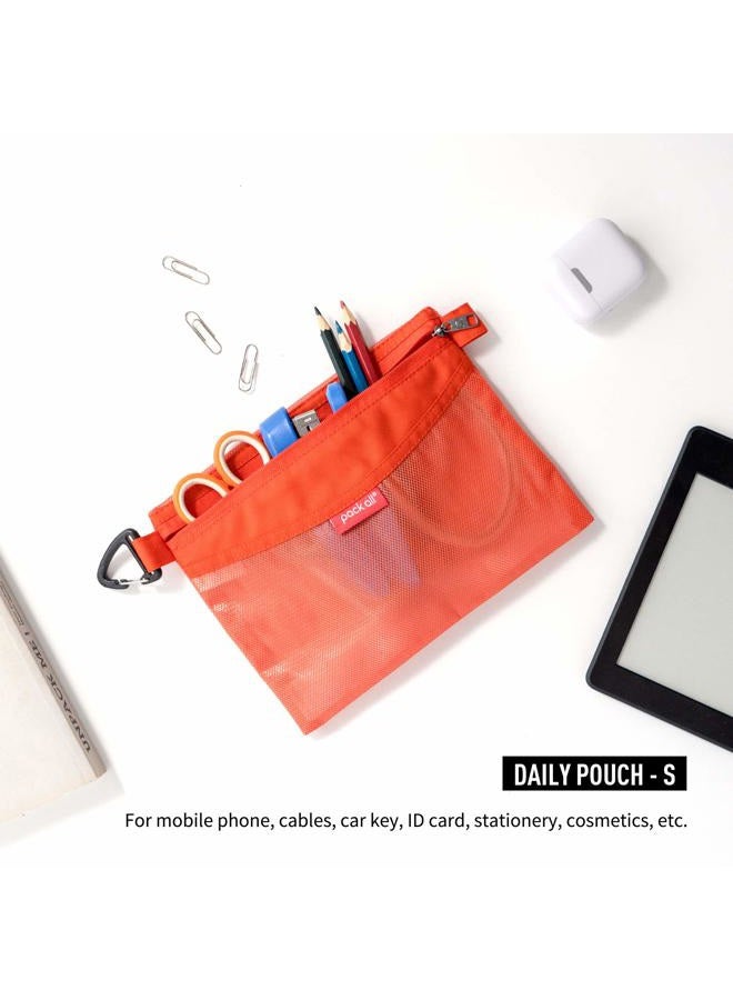 pack all Water-resistant Material Zipper Pouch, Mesh Zipper Bags for Storage, Travel, Office (Orange, Small) - Image 2
