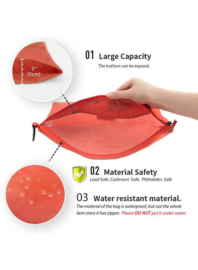 pack all Water-resistant Material Zipper Pouch, Mesh Zipper Bags for Storage, Travel, Office (Orange, Small) - Image 3