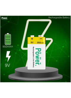 DMK Power DMK Power 9V (950mAh) Rechargeable Li-ion Batteries 2pcs, Low Self-Discharge Square Battery Compatible with Smoke Alarm/Detector,  - Image 2