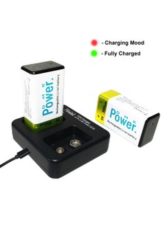 DMK Power DMK Power 9V (950mAh) Rechargeable Li-ion Batteries 2pcs, Low Self-Discharge Square Battery Compatible with Smoke Alarm/Detector,  - Image 4