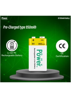 DMK Power DMK Power 9V (950mAh) Rechargeable Li-ion Batteries 2pcs, Low Self-Discharge Square Battery Compatible with Smoke Alarm/Detector,  - Image 5