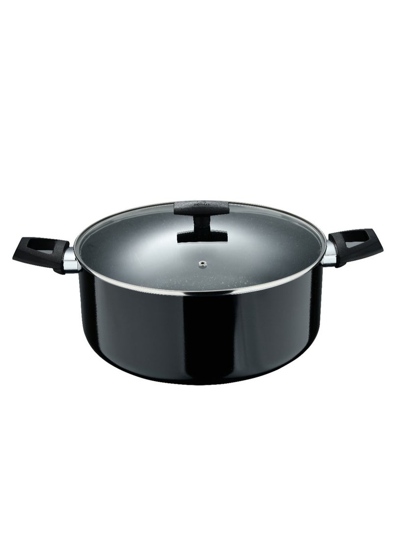 BERGNER SHINE 9PCS PRESSED ALUMINUM COOKWARE SET, INDUCTION BOTTOM, SHINY BLACK COLOR, BG31308BK - Image 2