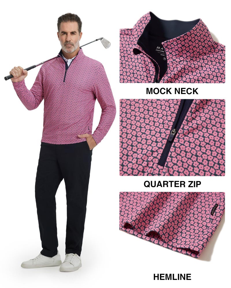 M MAELREG Mens Pullover Quarter Zip Golf Sport Casual Long Sleeve Fishing Half Zip Pullover Sweatshirts for Men - Image 3