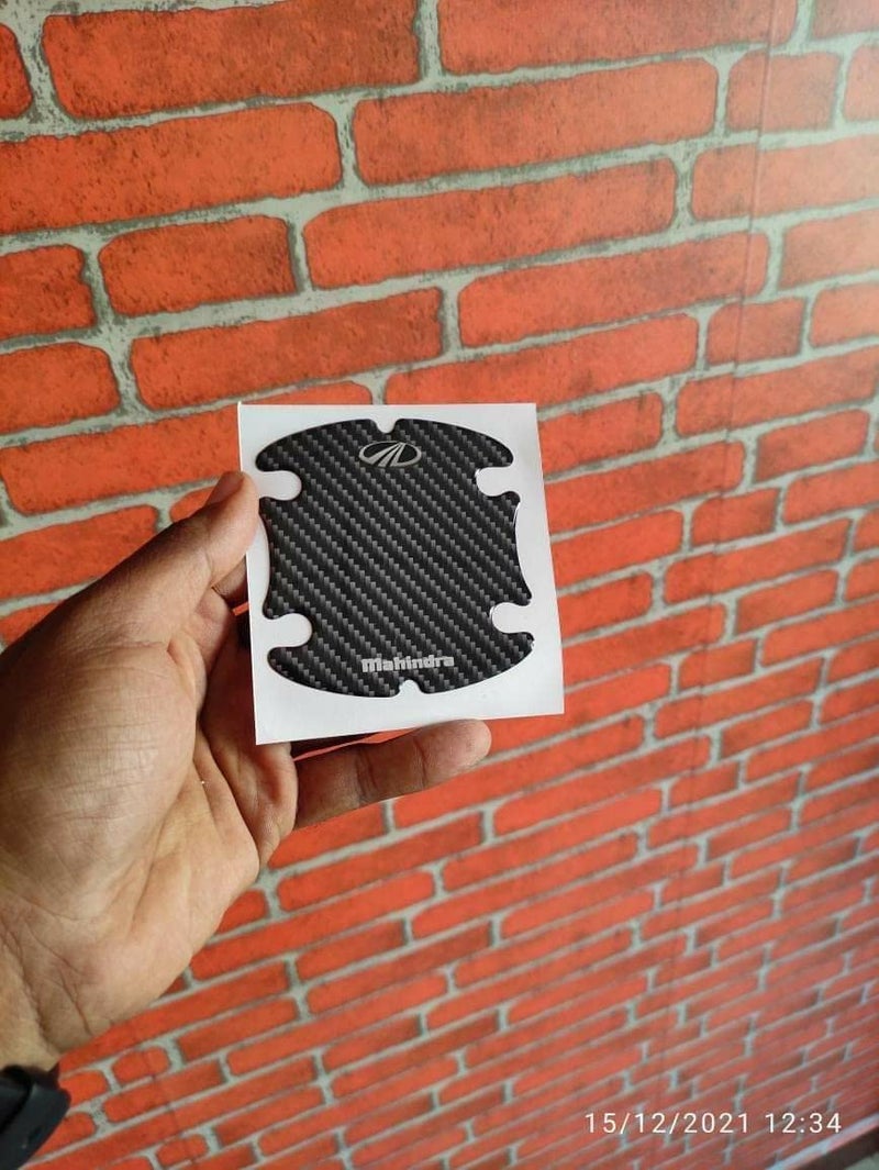 BIG FLAG BFRC 3D Gel Finish Car Door Carbon Fiber Handle Cup Scratch Guard Sticker Universal for Specific Brand (Pack of 4) (MRDRCFVAR) (Mahindra) - Image 5