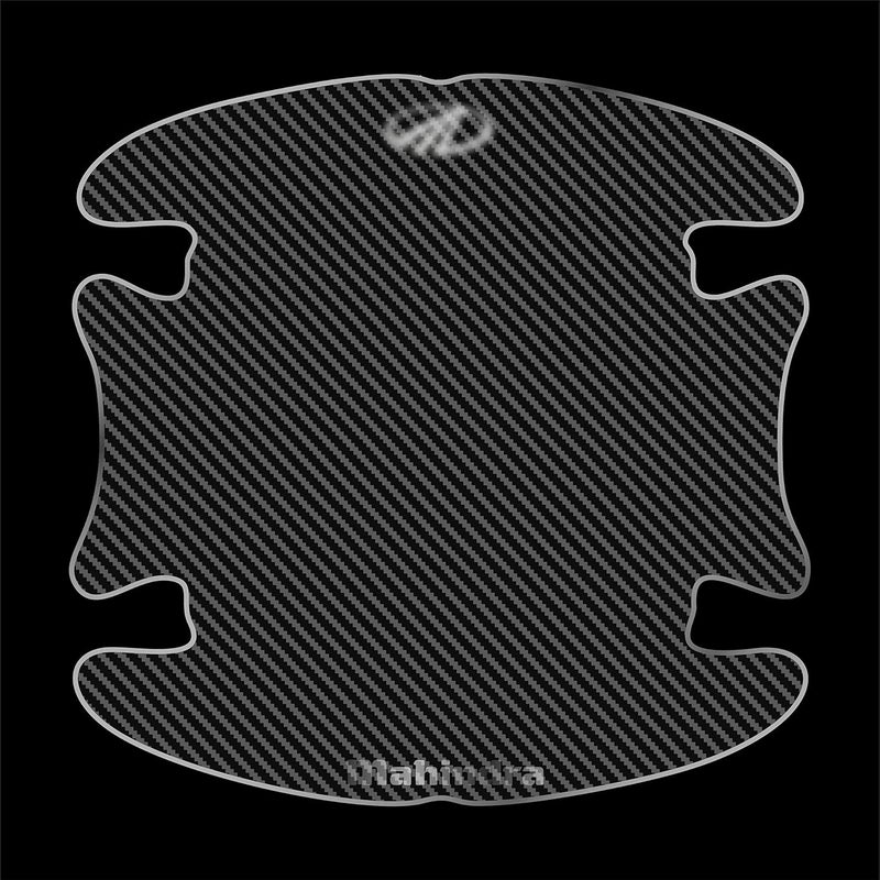 BIG FLAG BFRC 3D Gel Finish Car Door Carbon Fiber Handle Cup Scratch Guard Sticker Universal for Specific Brand (Pack of 4) (MRDRCFVAR) (Mahindra) - Image 1