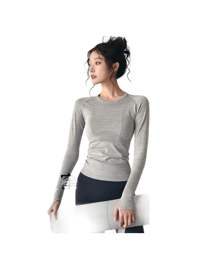 Liberal Movement Women'S Top For Spring And Autumn, Slim-Fit Round Neck Quick-Dry Yoga Wear, Winter Professional Running Fitness Training Long-Sleeve Shirt - Image 2