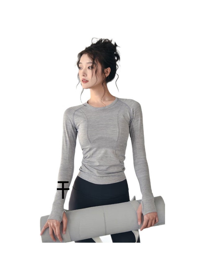 Liberal Movement Women'S Top For Spring And Autumn, Slim-Fit Round Neck Quick-Dry Yoga Wear, Winter Professional Running Fitness Training Long-Sleeve Shirt - Image 1