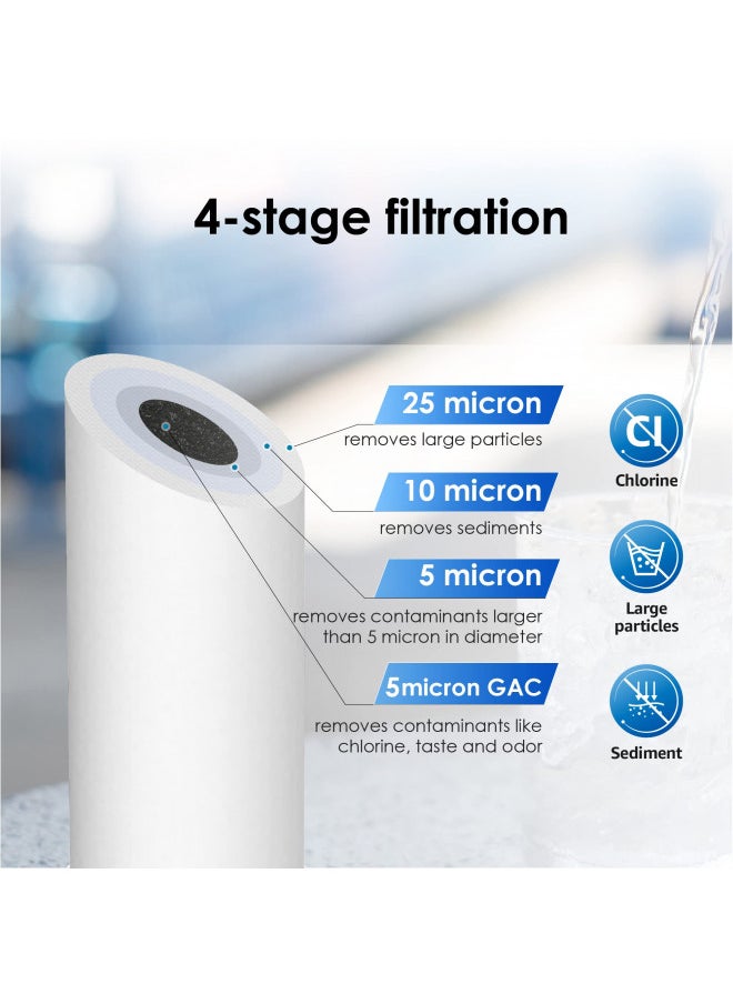 Waterdrop - Waterdrop FXHTC Whole House Carbon Water Filter, Replacement for GE FXHTC, GXWH40L, GXWH35F, Culligan RFC-BBSA, American Plumber W10-PR, W10-BC, WRC25HD, 10" x 4.5" Cartridge, 5 Micron, Pack of 3 - Image 1