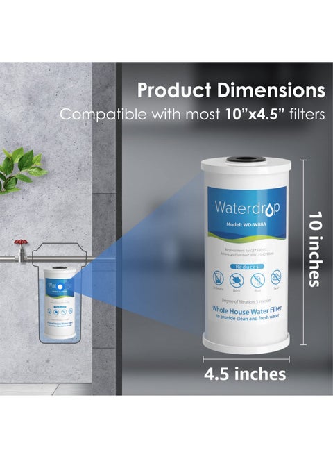 Waterdrop FXHTC Whole House Carbon Water Filter, Replacement for GE FXHTC, GXWH40L, GXWH35F, Culligan RFC-BBSA, American Plumber W10-PR, W10-BC, WRC25HD, 10" x 4.5" Cartridge, 5 Micron, Pack of 3