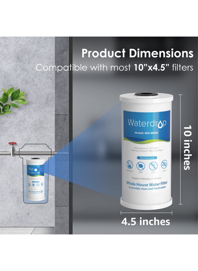 Waterdrop - Waterdrop FXHTC Whole House Carbon Water Filter, Replacement for GE FXHTC, GXWH40L, GXWH35F, Culligan RFC-BBSA, American Plumber W10-PR, W10-BC, WRC25HD, 10" x 4.5" Cartridge, 5 Micron, Pack of 3 - Image 1