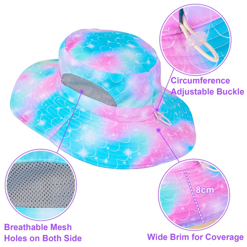 ICOSY Kids Sun Hat, Mesh Bucket UV Protection Toddler Beach Hat Kids Foldable Fishing Hat for Girls 2-8 Years Teal Purple - Image 3