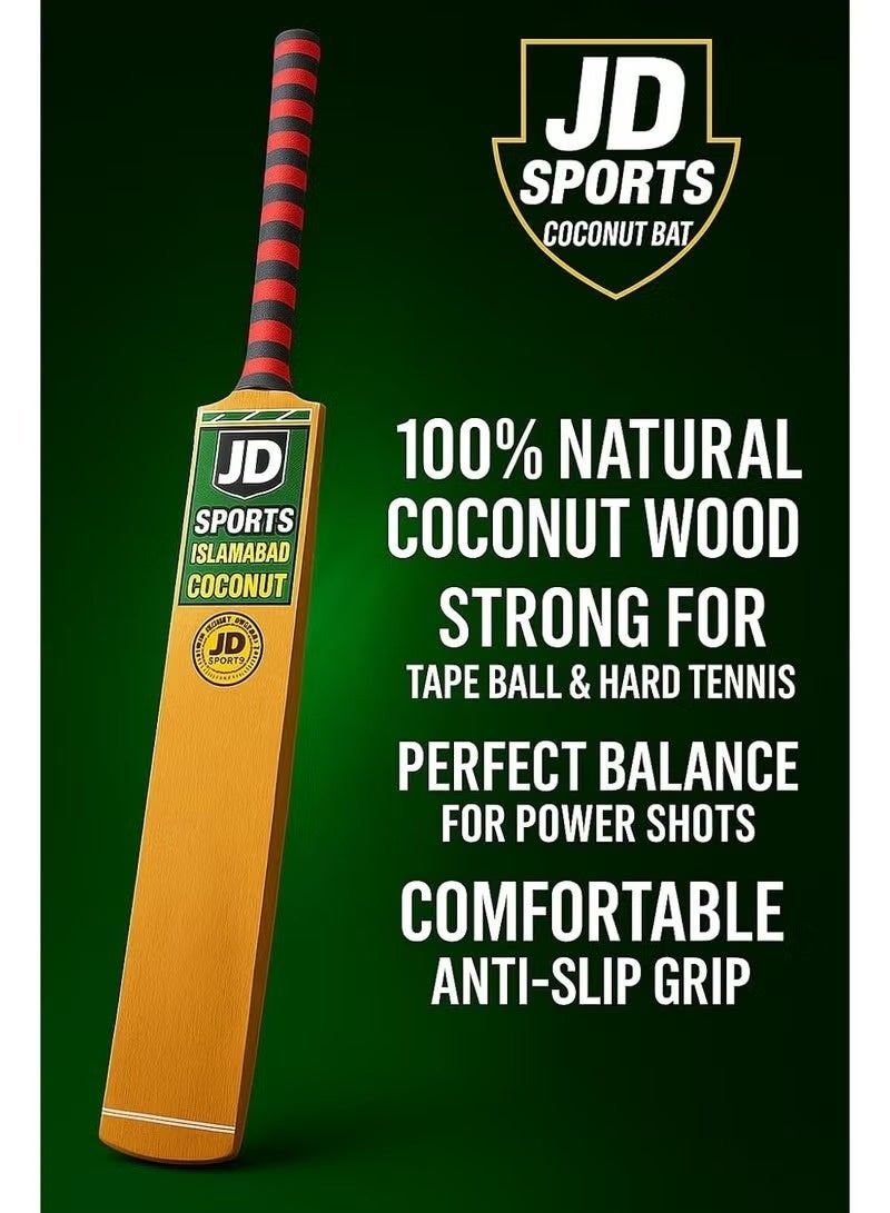 JD Cricket Bat – Lightweight Durable Bat for Tennis Ball & Tape-Ball Cricket with Anti-Slip Grip - Image 2