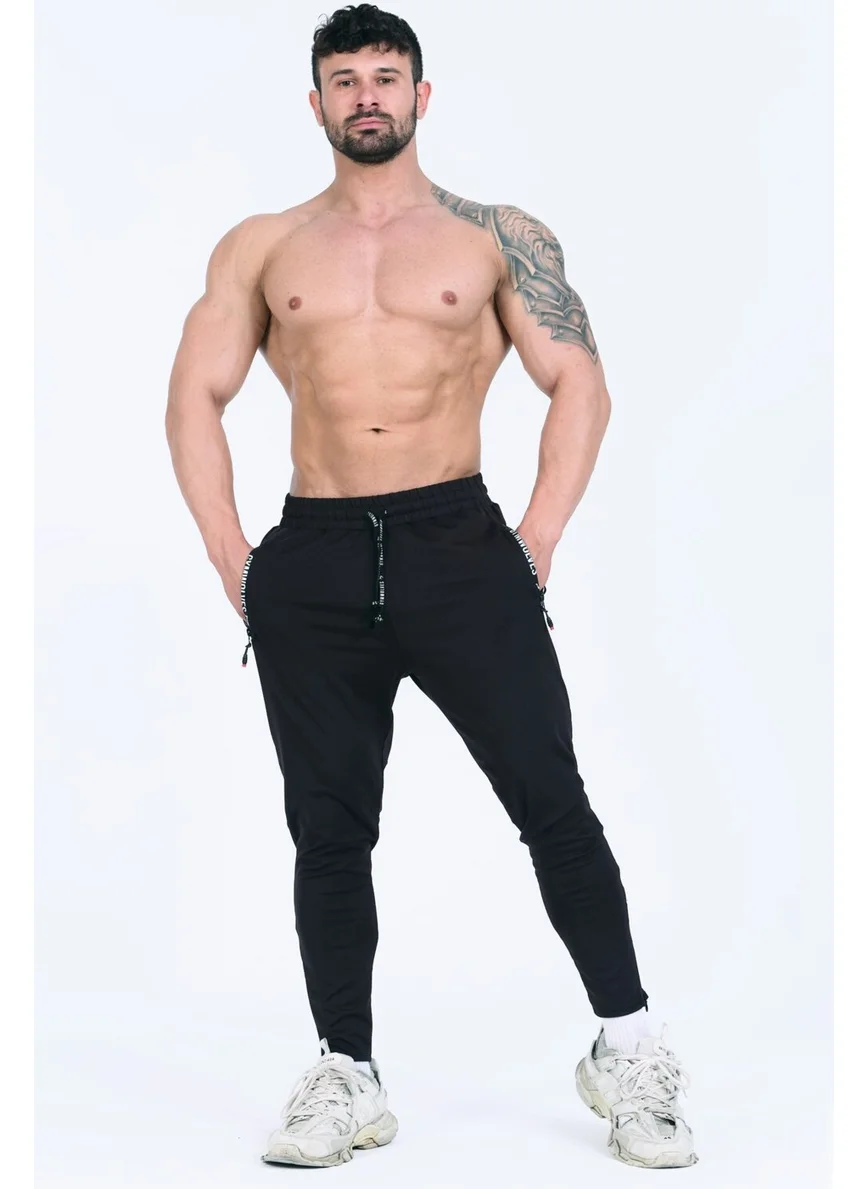 جيموولف Men's Sports Tracksuit | Black | Workout Pant |