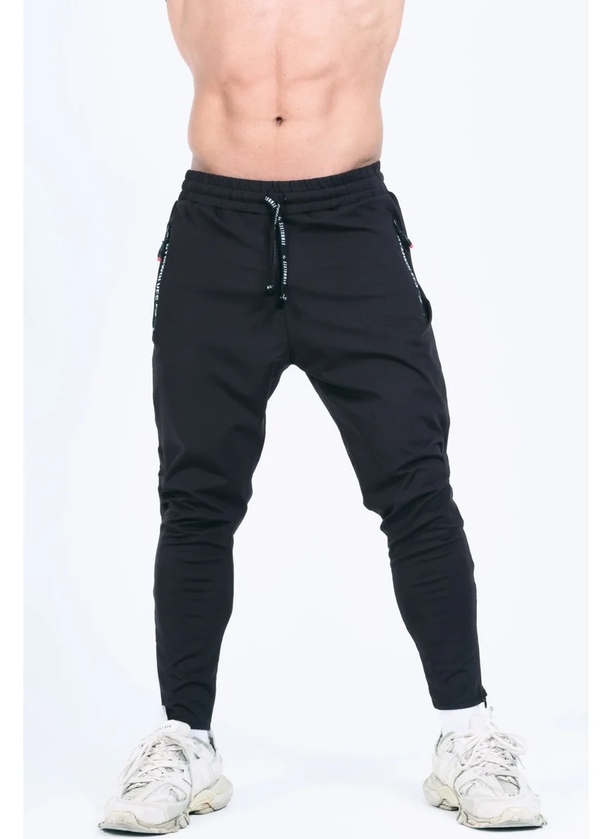 جيموولف Men's Sports Tracksuit | Black | Workout Pant |