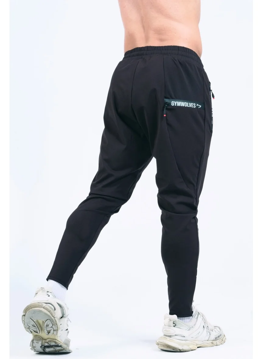جيموولف Men's Sports Tracksuit | Black | Workout Pant |