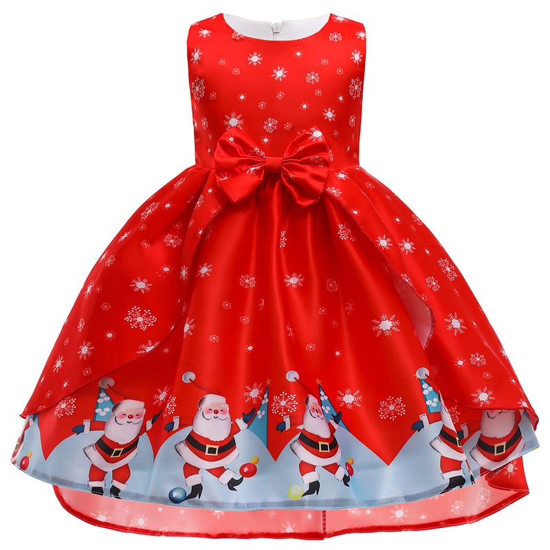 Girls Christmas Dress Christmas Dress Party Costume Childrens Cos Santa Claus Costume Princess Dress SD062-Red