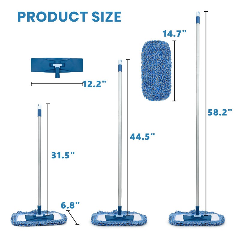 MAVRIZ Dust Mop for Hardwood Floor Washable Wet and Dry Mop with 58" Long Handle, 360Â° Rotating Microfiber Mop for Wood, Laminate, Tile Floor - Image 5