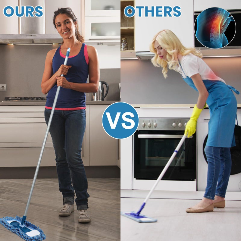 MAVRIZ Dust Mop for Hardwood Floor Washable Wet and Dry Mop with 58" Long Handle, 360Â° Rotating Microfiber Mop for Wood, Laminate, Tile Floor - Image 3