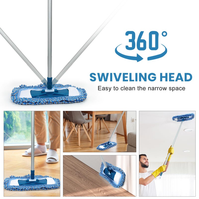 MAVRIZ Dust Mop for Hardwood Floor Washable Wet and Dry Mop with 58" Long Handle, 360Â° Rotating Microfiber Mop for Wood, Laminate, Tile Floor - Image 2