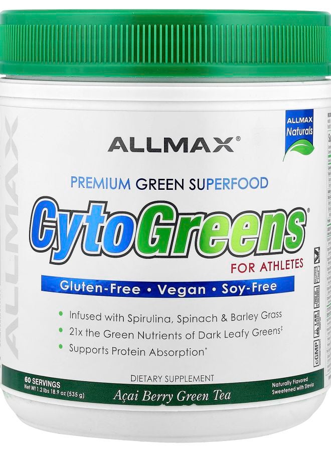 Allmax CytoGreens® Premium Green Superfood For Athletes Acai Berry Green Tea 1.2 lbs (535 g) - Image 1