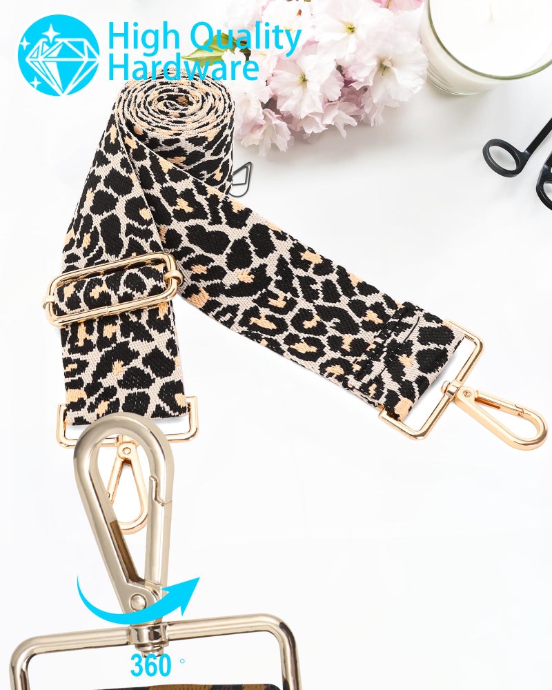GINJKGO Purse Straps Replacement Crossbody - Bag Straps for Purses Changeable, Wide Crossbody Shoulder Strap for Women Guitar Style Pattern Ivory Leopard (Wide:2'''')Medium - Image 2