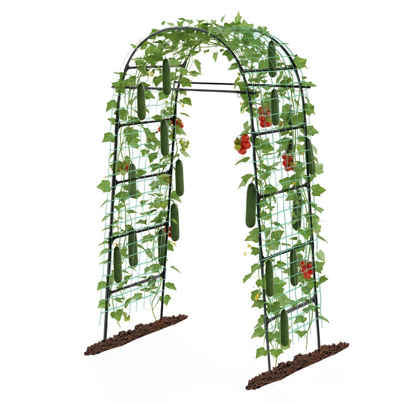 Aohanoi Garden Arch Trellis for Climbing Plants, 82 Inch Tall Grape Trellies for Outdoor,Flower Vegetable Tomato Cucumber Trellis with Clamp Netting, Metal Vine Plants Support for Wedding Garden Decoration - Image 1