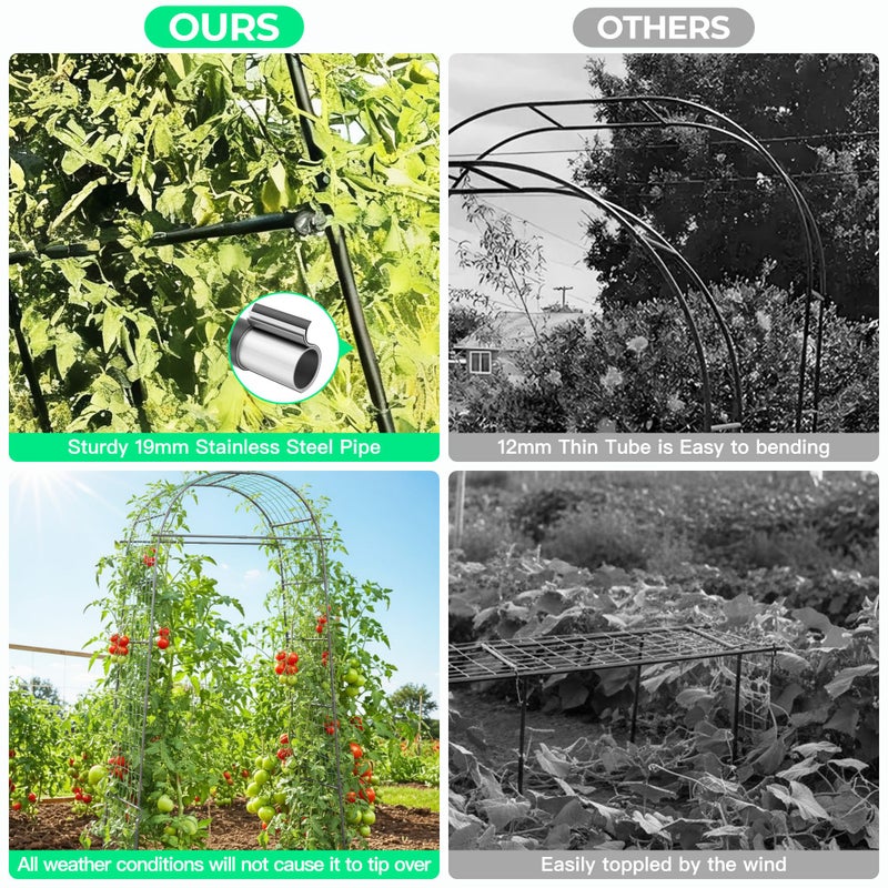 Aohanoi Garden Arch Trellis for Climbing Plants, 82 Inch Tall Grape Trellies for Outdoor,Flower Vegetable Tomato Cucumber Trellis with Clamp Netting, Metal Vine Plants Support for Wedding Garden Decoration - Image 5