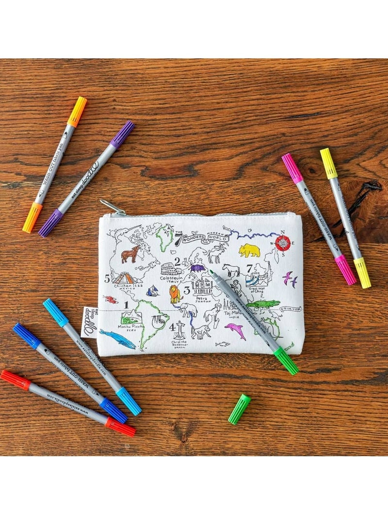 eatsleepdoodle Coloring Pencil Case, World Map  - Image 3