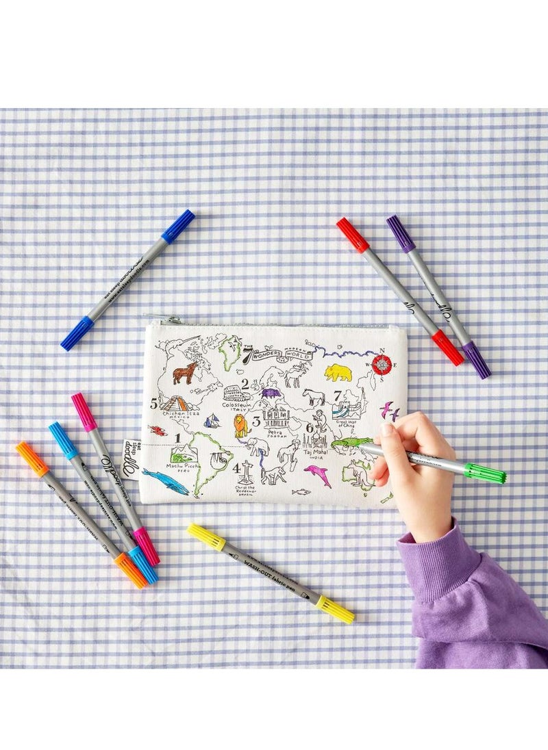 eatsleepdoodle Coloring Pencil Case, World Map  - Image 4