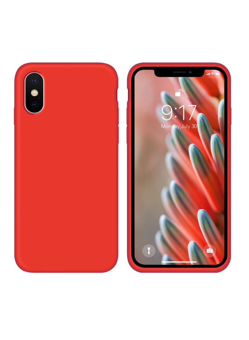 DUSALA iPhone X Case, iPhone XS Case,  Liquid Silicone Phone Case for iPhone X / XS 5.8 Inch, Colorful Silky-Soft Protective Cover (Red) - Image 1