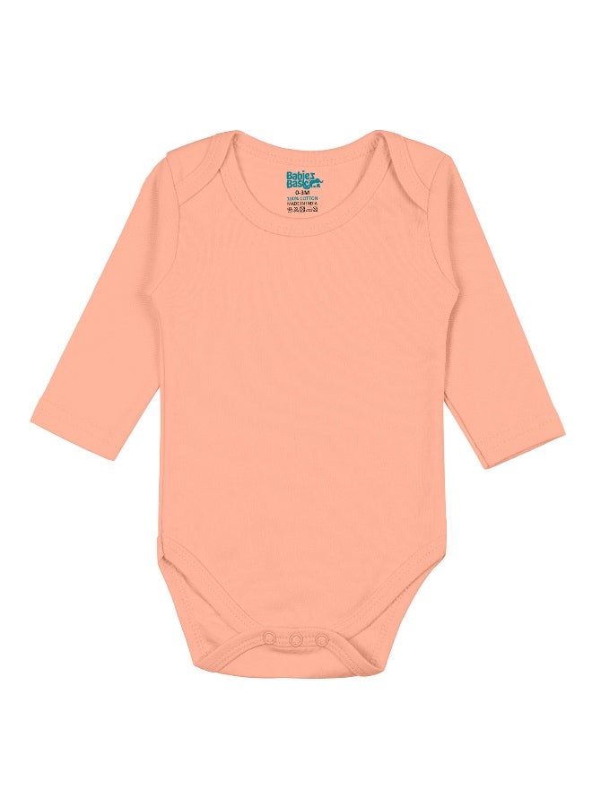 Babies Basic 100% Super Combed Cotton, Long Sleeves Romper/Bodysuit, For New Born To 24Months, Set Of 6 - Blue, Orange, Brown  - Image 4