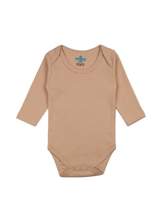 Babies Basic 100% Super Combed Cotton, Long Sleeves Romper/Bodysuit, For New Born To 24Months, Set Of 6 - Blue, Orange, Brown  - Image 3